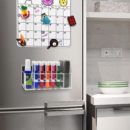 Miniatura 6 de Soporte magnético acrílico para rotuladores de borrado en seco, 10 ranuras para rotulador magnético transparente, almacenamiento magnético para