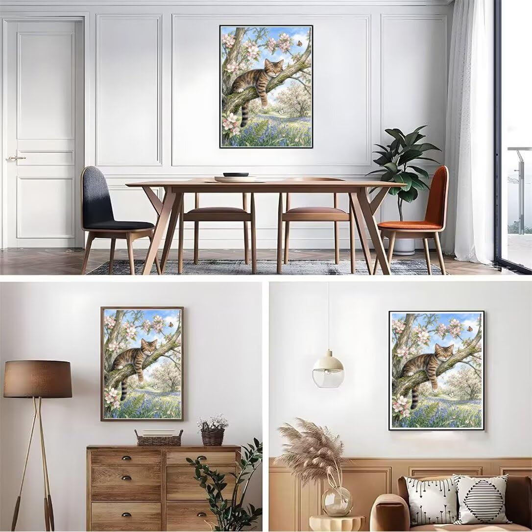 Diamond Painting Gato Kit, Manualidad Creativa y Relajante 80x100cm C8-110