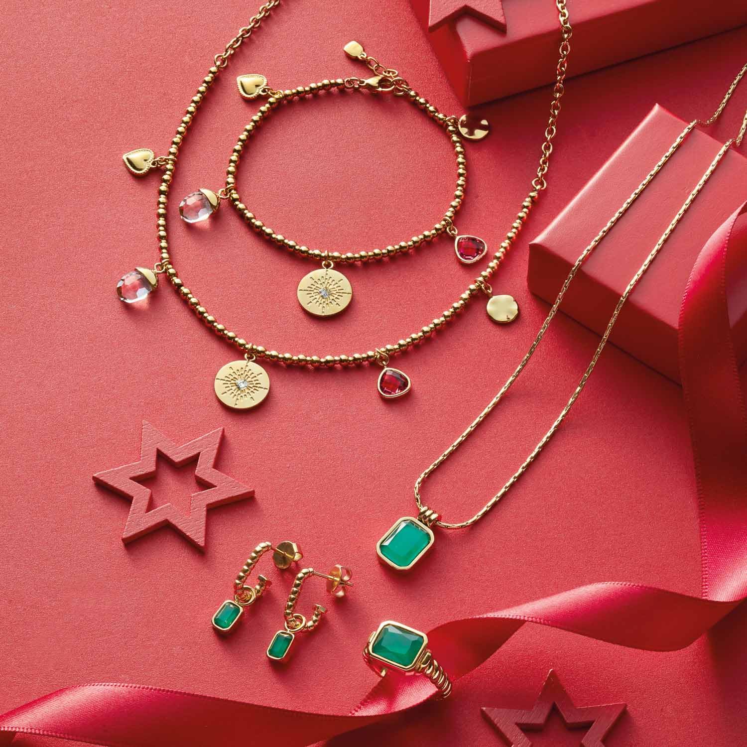 Leonardo Jewels Giselle 023214 - Collana da donna in acciaio inox IP oro, con 5 piccoli ciondoli, lunghezza 45-50 cm, idea regalo per donne, 45, Acciaio inossidabile, Nessuna pietra preziosa
