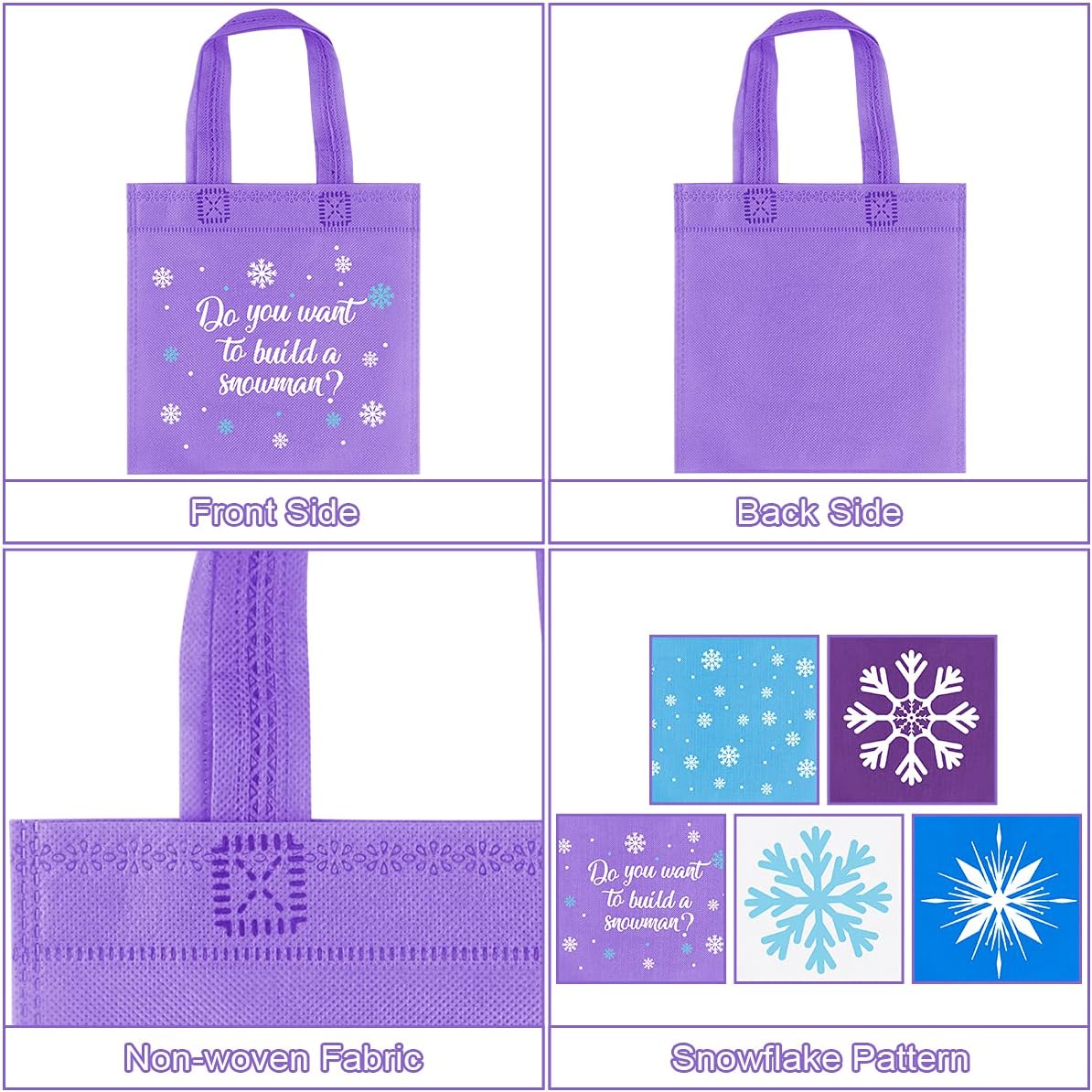 20Pcs Snowflake Party Favors, Winter Frozen Non-Woven Candy Treat Bags, Theme Goodie Gifts Tote for Kids Holiday Snowflake Winter Wonderland Birthday Baby Shower Party Supplies - Image 2