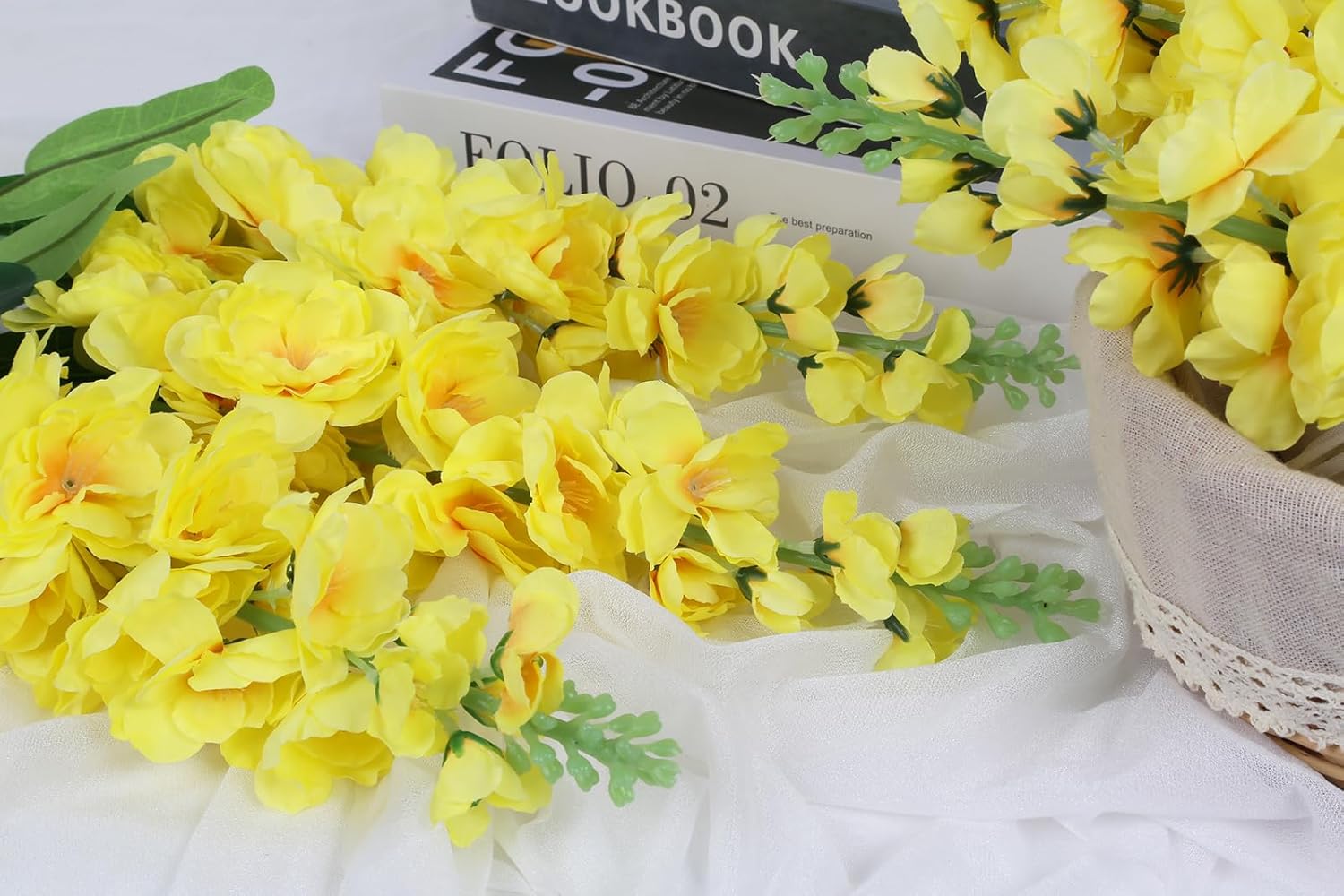 IPOPU 6pcs Yellow Delphinium Artificial Flowers 36.22in Silk Flowers Snapdragon Flowers Hyacinth Artificial Flowers Long Stem Flowers for Wedding Home Floral Centerpieces Decor(Yellow) - Image 2
