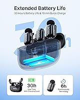 Vista 8 de BOYA mini 2 Wireless Microphone for iPhone & Android, AI Noise Cancellation,App Control, 48k Hz/24 Bit, 30H Battery Life with Charging Case,Lapel