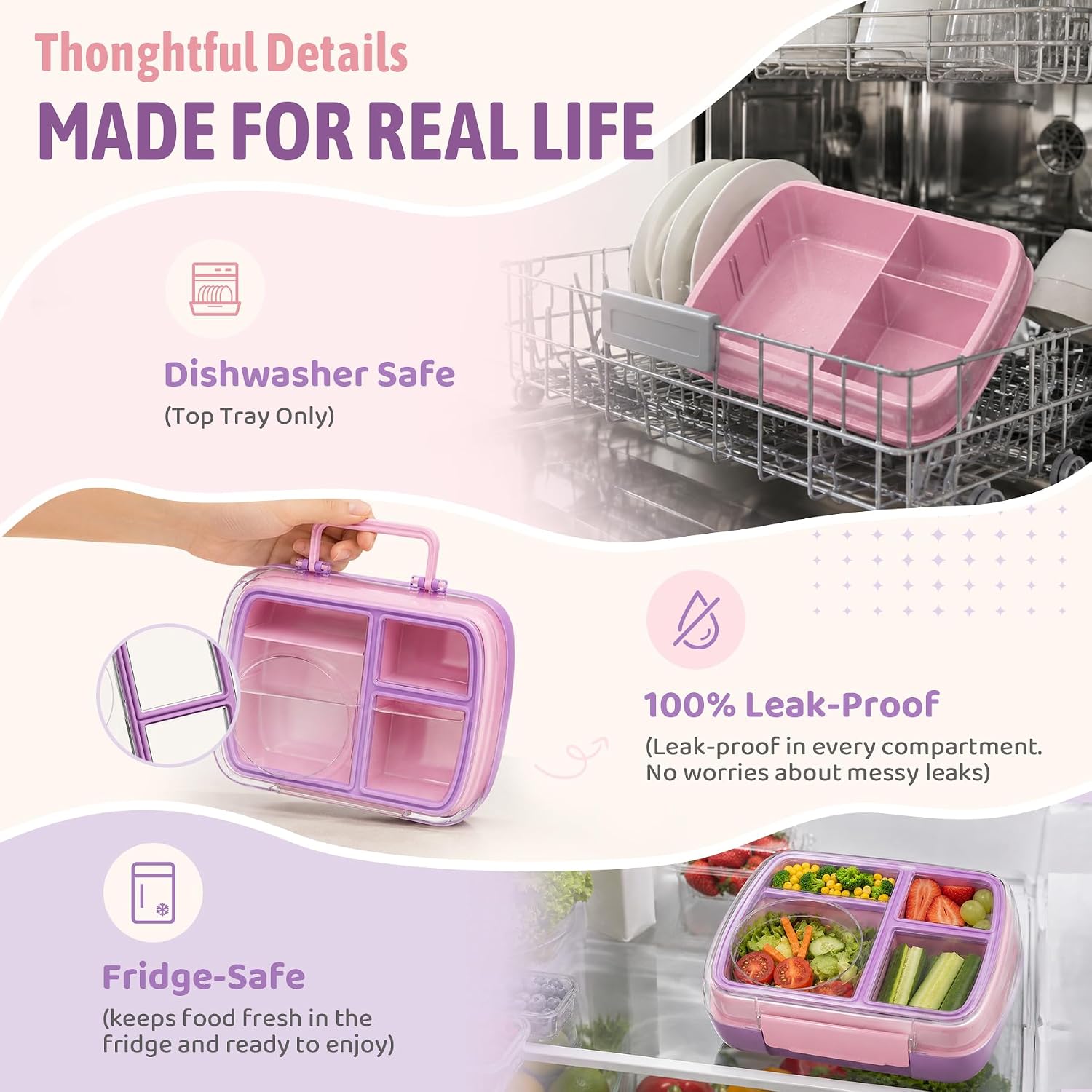 JOOPETALK Chill Bento box for kids,Leak-proof Lunch Box with Ice Pack image 4