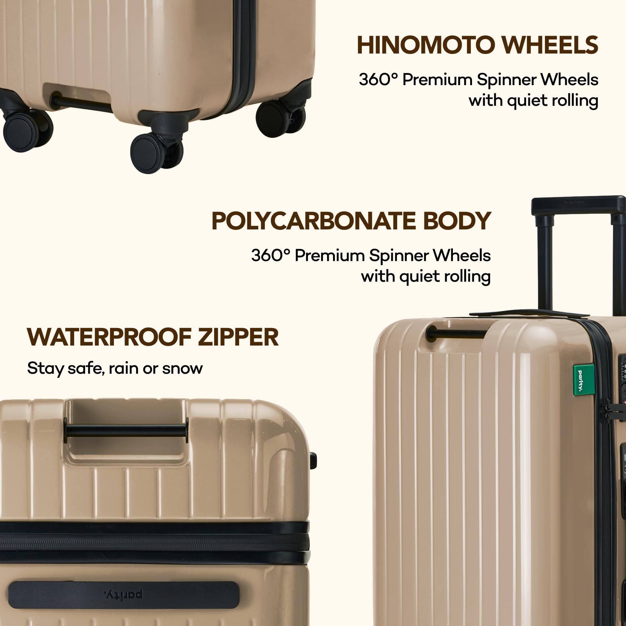 Parity Maxi Beige - Premium Hardshell Carry-On Luggage | Square Design | TSA Lock | Built-in Scale | 100% PC Material | 28 Inch Expandable