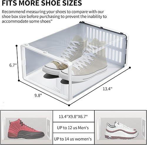 Miniatura 3 de AISNDYOG Caja de almacenamiento de zapatos, paquete de 15 unidades, organizador de zapatos apilable de plástico transparente grande blanco para