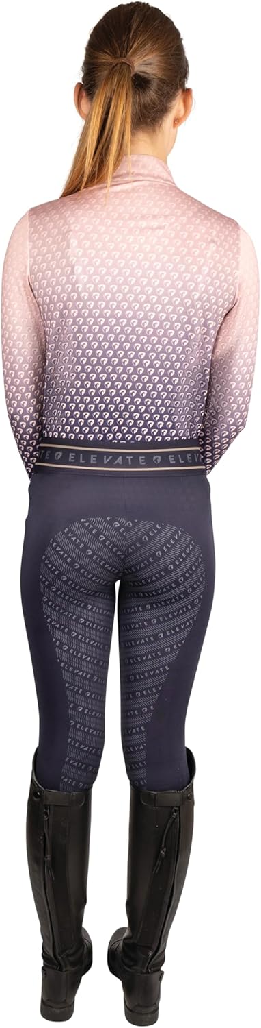 HY EQUESTRIAN Elevate Allure Mizs Ombre Base Layer - Navy/Maple Sugar - 7-8 Years, Blue, 7-8 Years, Blue, 7-8 Years