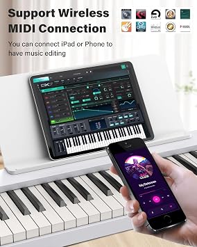 AiJoy 88-Key Piano Keyboard with Semi-Weighted Keys Portable Foldable Piano | Electric Piano with 128 Tones, Built-in Speakers and Battery, USB-MIDI, Sustain Pedal, Carry-Bag Travel Piano for Beginners