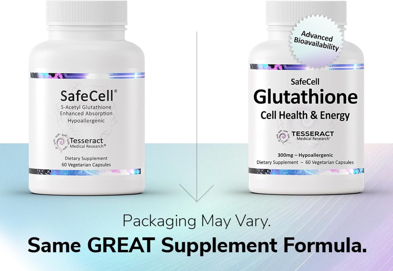 Tesseract SafeCell S-Acetyl Glutathione Supplement, 300mg, Healthy Aging, Cellular Support, Powerful Antioxidant; Hypoallergenic, Vegan, Patented Delivery; Bioavailability; 60 Vegetarian Capsules - Image 2