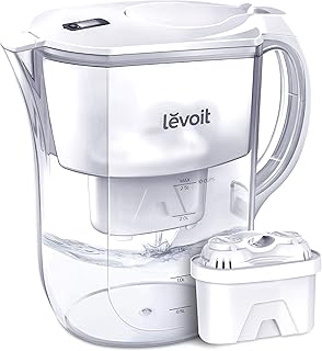 Levoit LV110WP Water Filter Pitcher for Tap and Drinking Water with 1 Standard Filter, Lasts 2 Months, 10 Cups Capacity, BPA Free, White