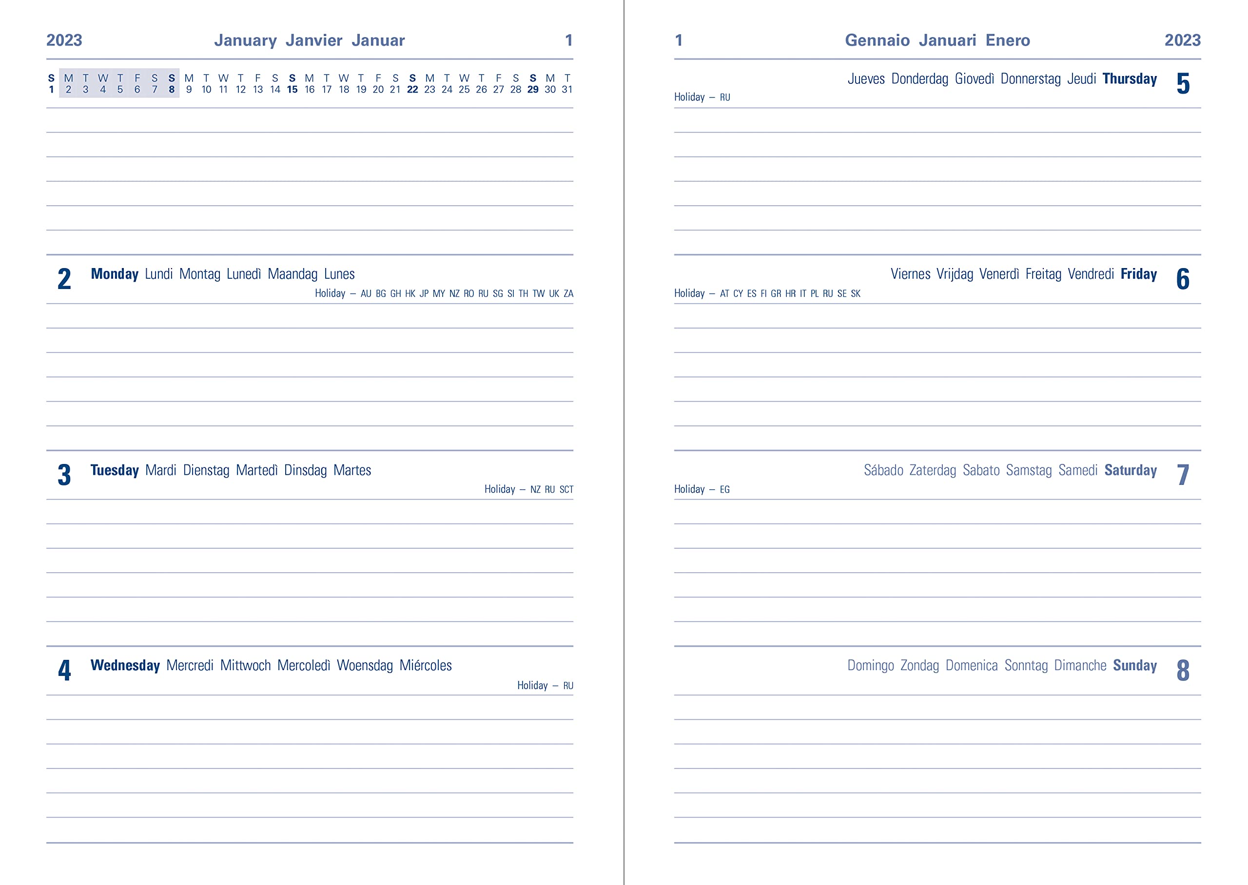 Letts Block A5 week to view 2023 diary - black - Image 2