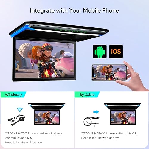 Miniatura 5 de XTRONS® Pantalla TFT digital FHD ultrafina de 17.3 pulgadas 16:9 1080P Video Reproductor de video para automóvil, monitor montado en el techo