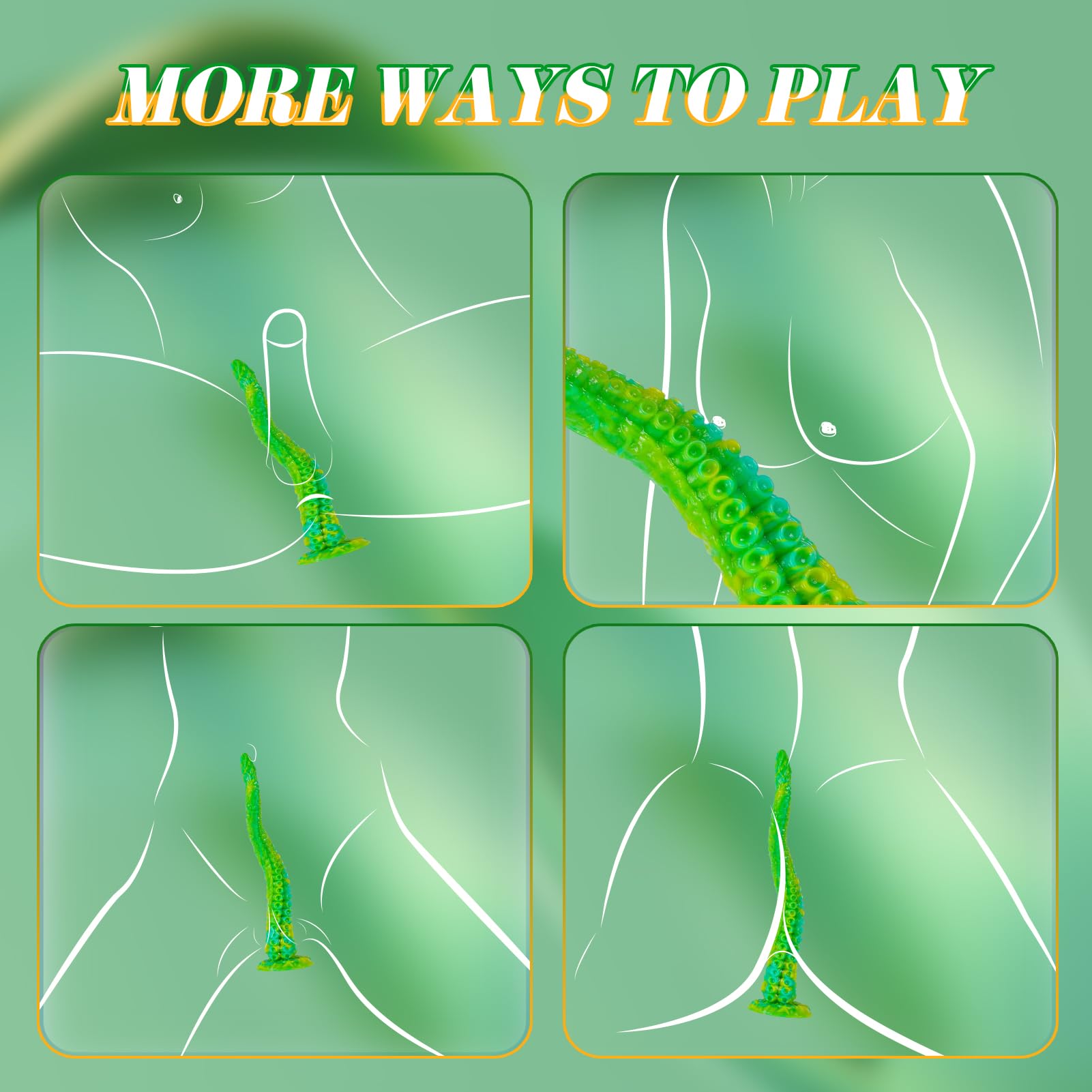 Long Tentacle Dildo Anal Toys: 18" Luminous Monster Dragon Dildo with Suction Cup, Liquid Silicone Long Butt Plug Anal Dildo for Anal Training, Fantasy Anal Stretcher for Advancer: 13IN