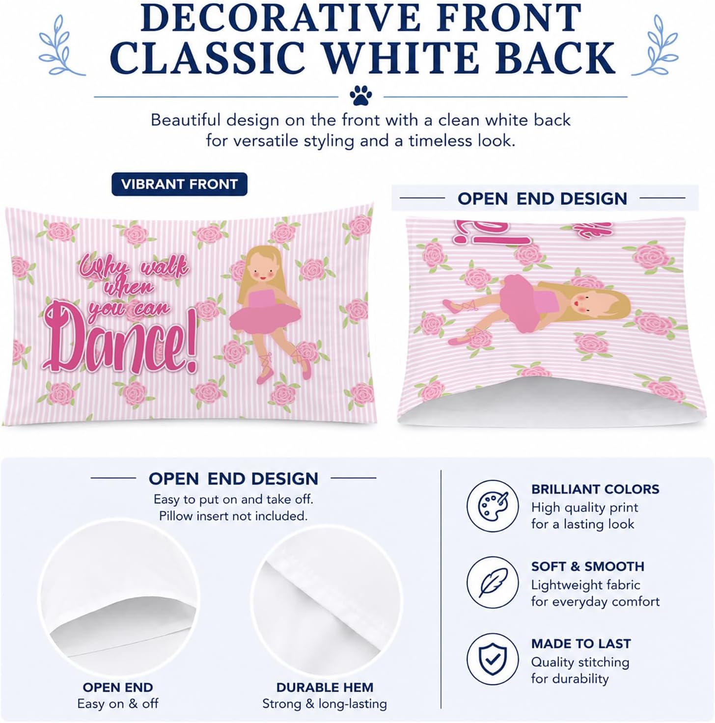 Caroline's Treasures BB5387PILLOWCASE Ballet Long Blonde Hair Fabric Standard Pillowcase Lightweight Super Soft Easy Care Decorative Artwork Pillowcase, Standard image 4