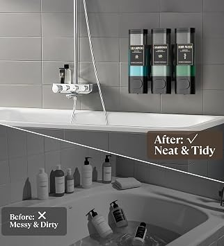 Luxspire Shampoo and Conditioner Dispenser, Shower Soap Dispenser 3-Chamber