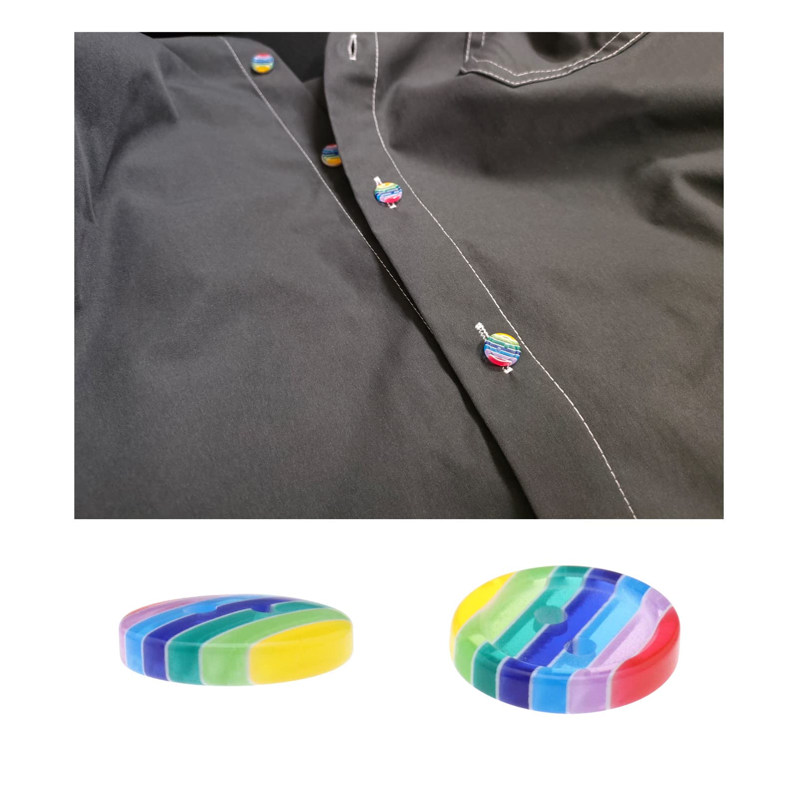 Colori Assorti Bottoni Originali Da Camicia Rotondi In Resina A Quattro Fori Da Cucire - Foto 3