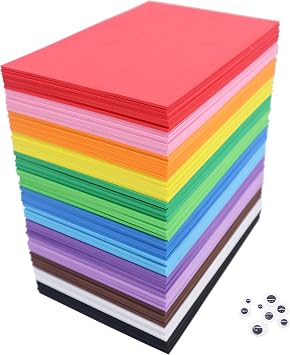 OISAKLD 104 Pack EVA Color Foam 5.5x8.5 inch EVA Craft Foam 2mm EVA Foam Sheets for DIY Handcraft Crafts Project