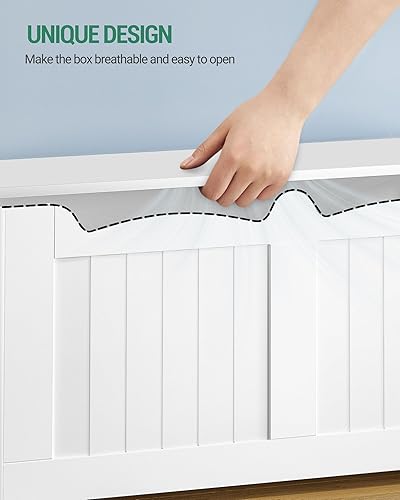 Miniatura 7 de Baúl de almacenamiento de 39.4 pulgadas, baúl de almacenamiento con 2 bisagras, caja de madera, organizador de pecho elevador, banco de zapatos para