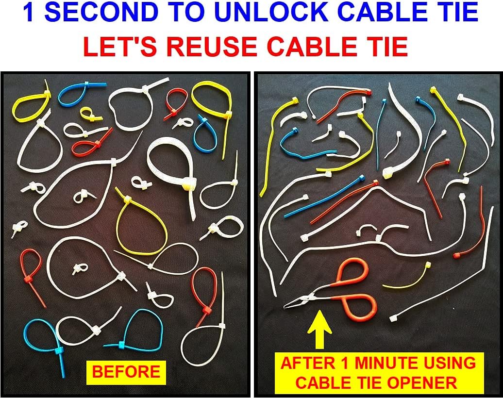 CABLE TIE OPENER | Patented | Only 1 SECOND To Unlock Cable Tie | Let's REUSE Zip Tie | Pocket-sized | Stainless Steel