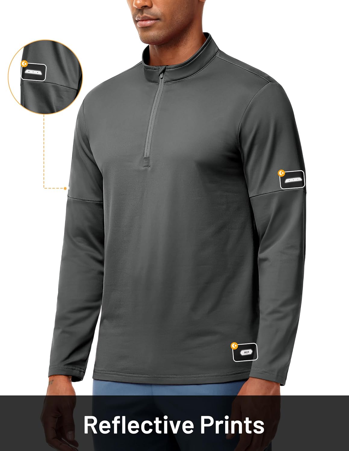 MIER Golf Quarter Zip Pullover for Men Dry Fit Long Sleeve Fleece Lined T-Shirts for Running Athletic Workout Gym, Midweight - Image 4