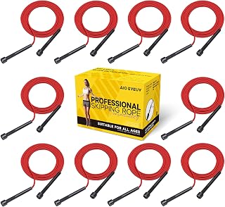 10 Pack Adjustable Jump Rope for Fitness and Exercise - PVC Skipping Rope for Men, Women and Teens - Tangle-Free for Keeping Fit, Training, Workout