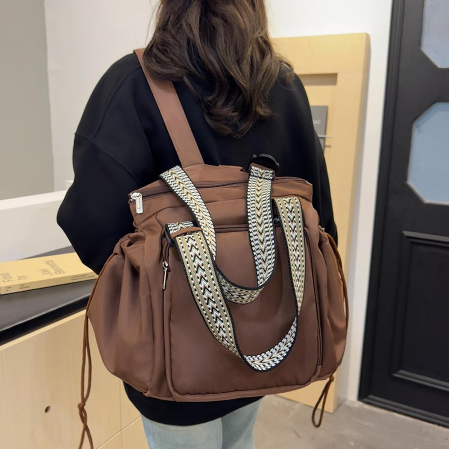 Diaper Tote Bag,Foldie Travel Bag,Convertible Everyday Gym Backpack,Large Capacity Multifunctional Weekender Bag - Image 6