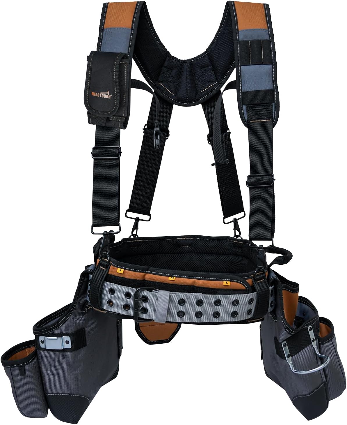 MELOTOUGH Tool Belt with Suspenders Tool Bag Suspenders Framers Comb
