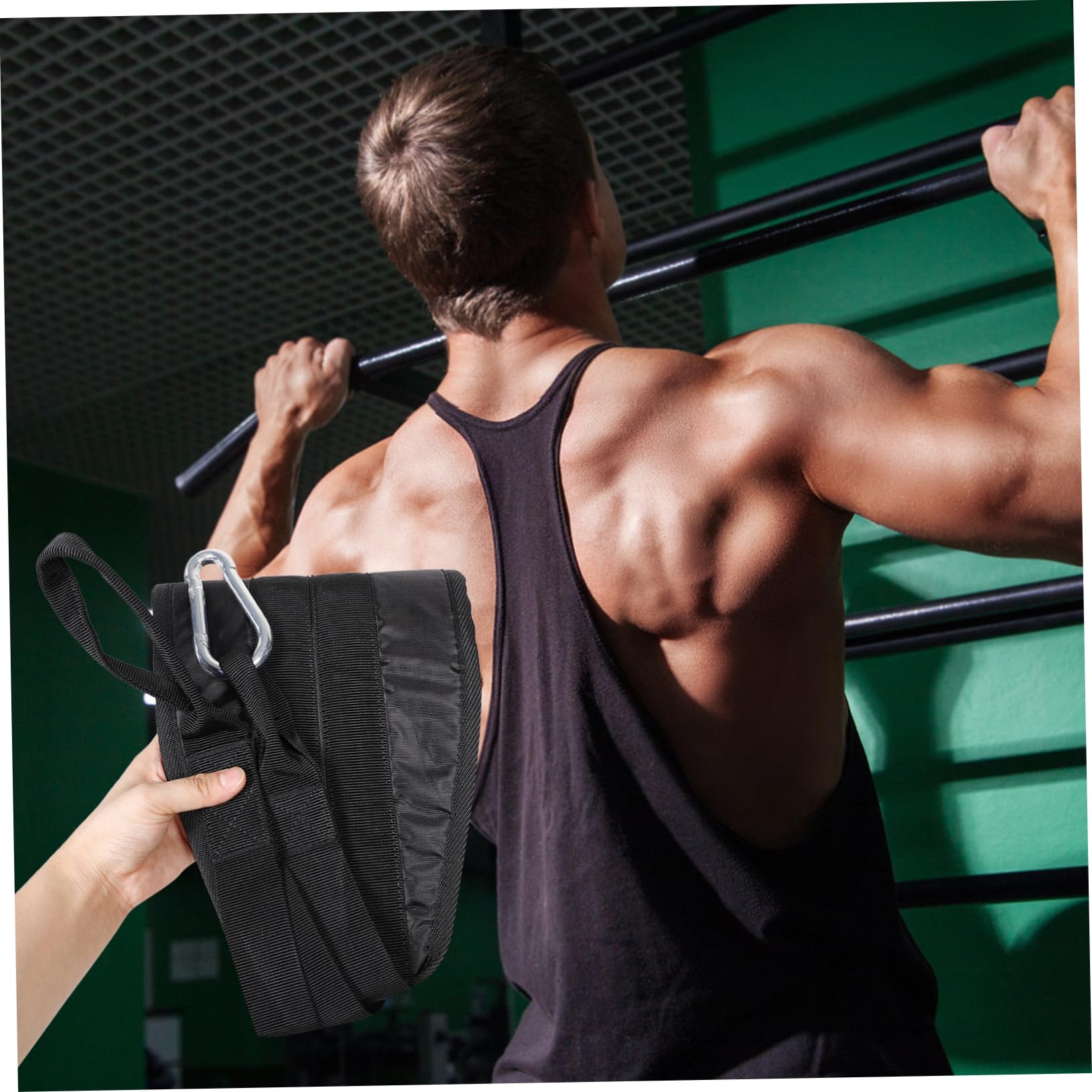 1 Paio Cinghie Sospese per Trazioni e Addome, Nero | Oxford Cloth e Poliestere, Allenamento Casa e Routine Fitness, Supporto Esercizi Upper Body
