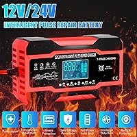 Vista 2 de Cargador de batería de coche de 10 amperios, desulfatador de batería inteligente completamente automático de 12 V y 24 V, mantenedor de batería