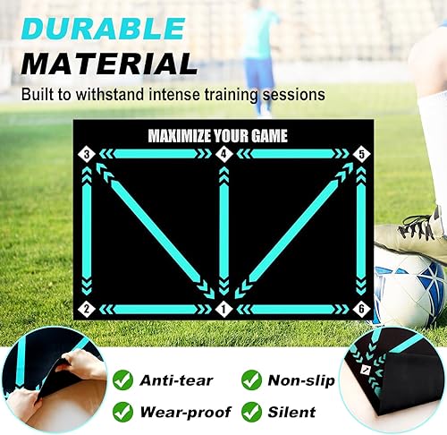 Miniatura 3 de Football Footstep Training Mat, Soccer Training Mat 35 * 24IN, Soccer Skills Training Equipment with Storage Bag and Soccer Return Trainer Net