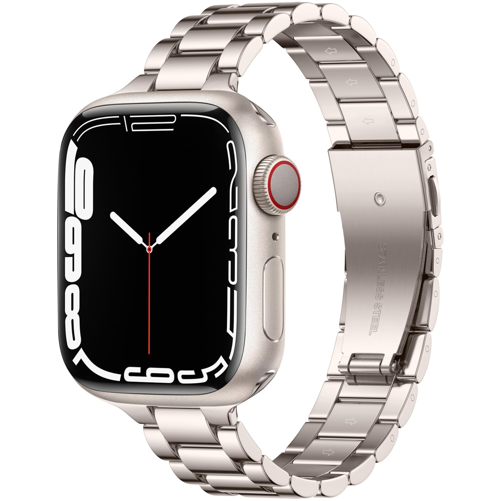 Upeak Metal Strap Compatible with Apple Watch Strap 41mm 40mm 38mm, Stainless Steel Slim Replacement Band Compatible with Apple Watch Series 9 8 7 6 5 4 3 2 1 SE/iWatch Strap, Starlight