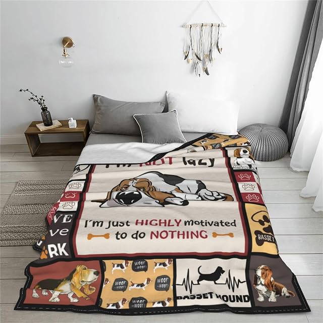 Foto 2 de 7 de Manta de perro Basset Hound para decoración de perro, manta súper cálida, suave, de forro polar, ligera