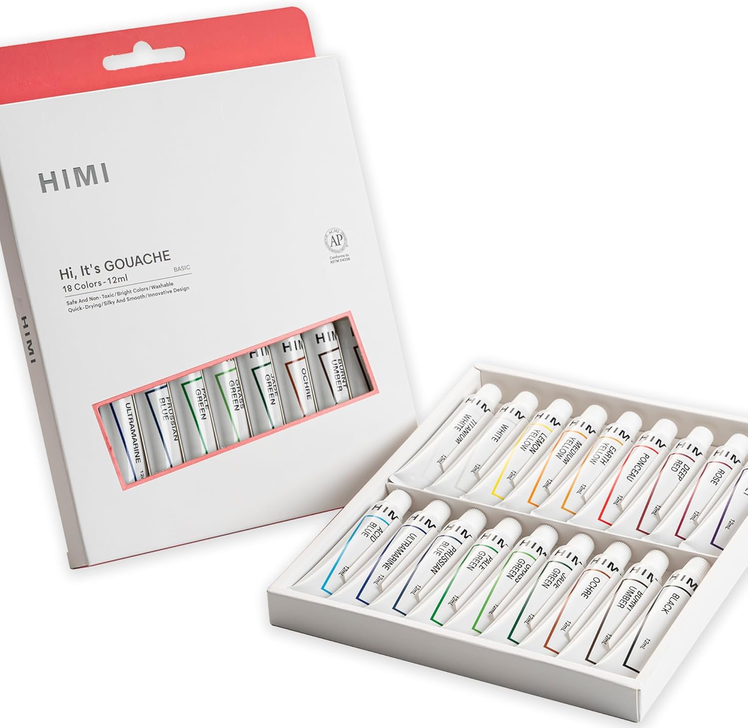 HIMI Gouache Paint Tube Set -36 Colors 12ml, with Rich Pigments, Gouache paint Non-Toxic, suitable for Beginners, Artists, and Hobby Painters. Beautiful Gifts for Art Supplies Painting（36 colors）