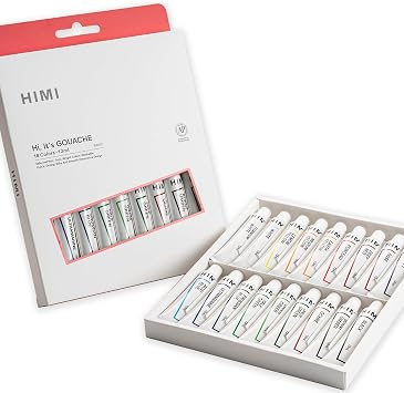 HIMI Gouache Paint Tube Set -18 Colors 12ml, with Rich Pigments, Gouache paint Non-Toxic, suitable for Beginners, Artists, and Hobby Painters. Beautiful Gifts for Art Supplies Painting18 colors