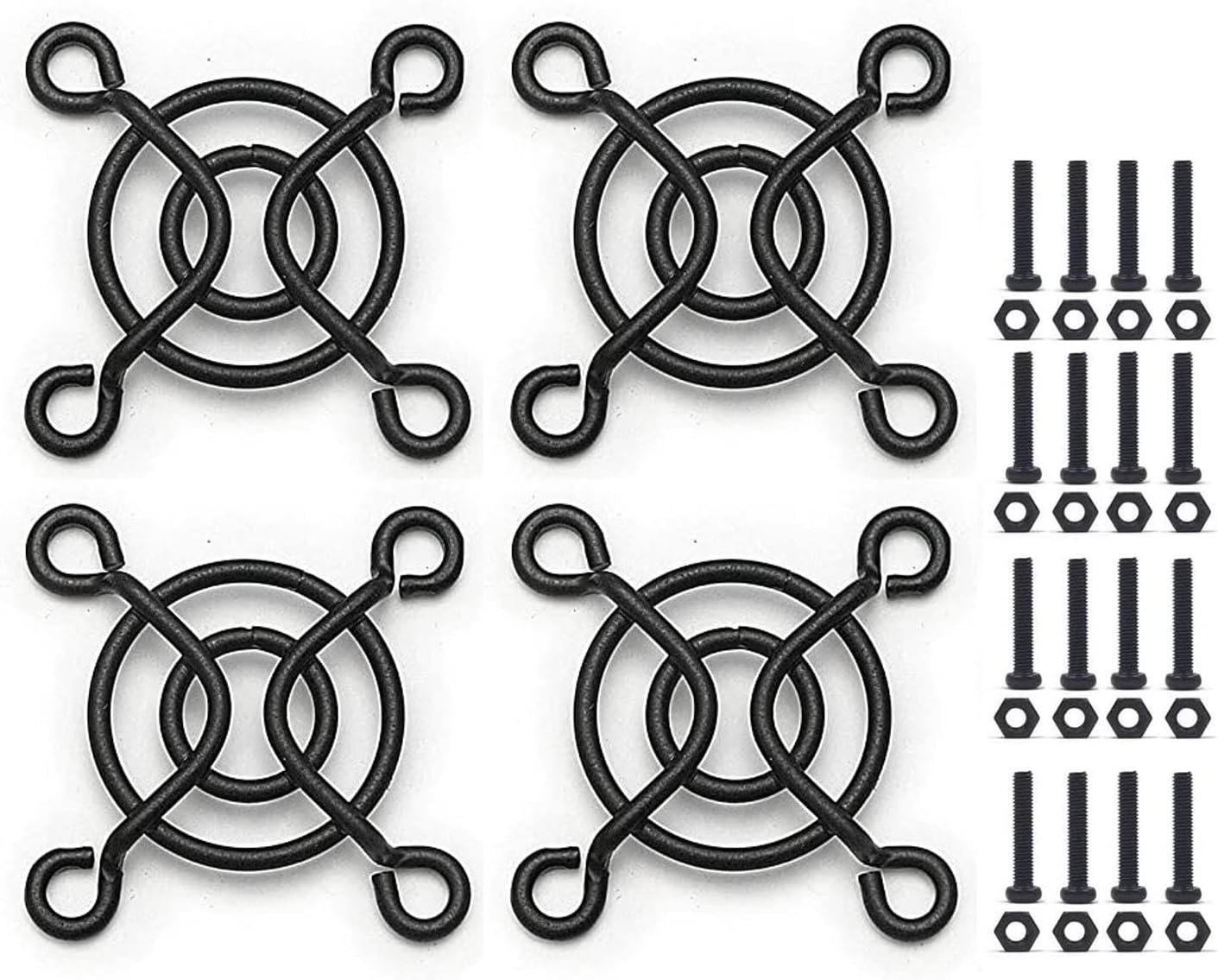 Easycargo 4pcs 35mm Black Fan Grill/Guard with Screws + Nuts (4 Pack)