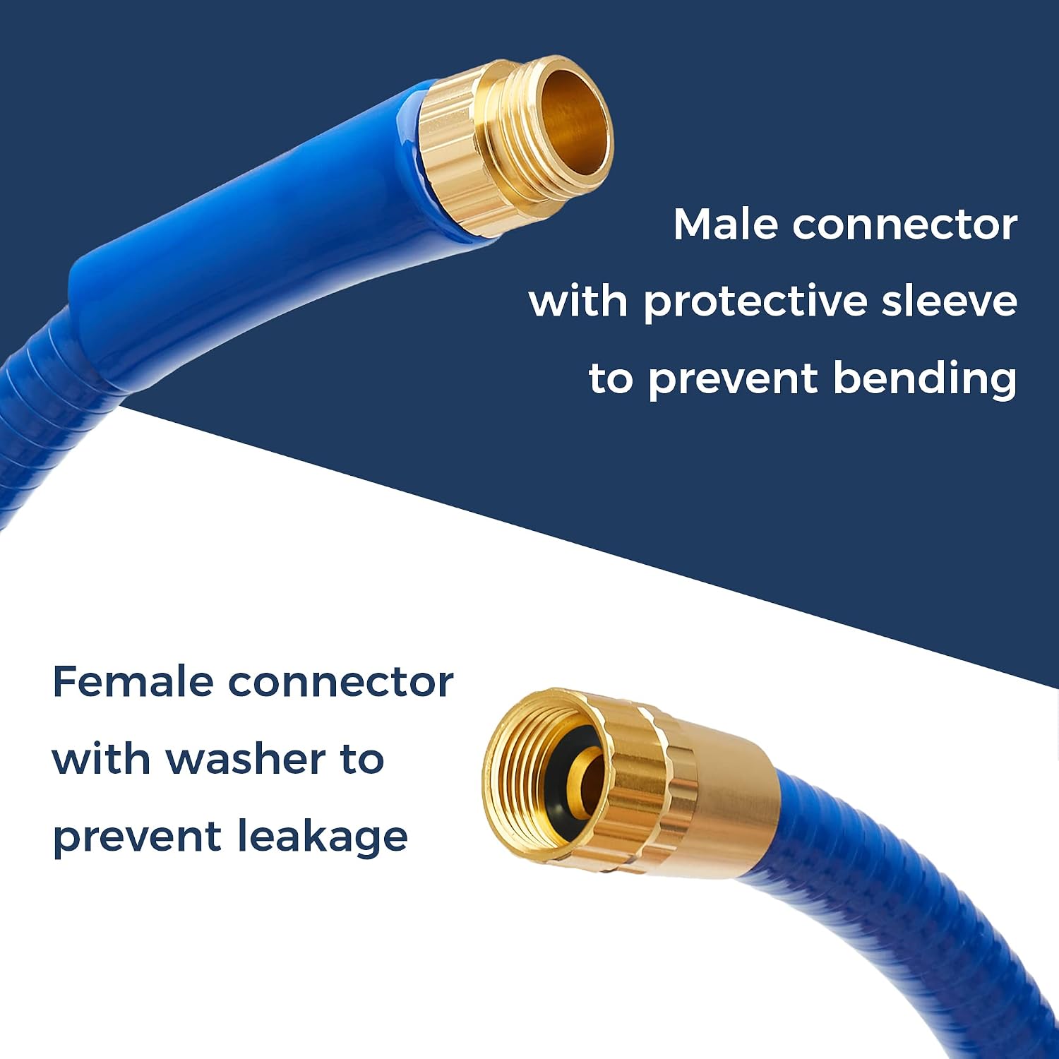 Giraffe Tools Garden Hose 25ft x 5/8in No Kink Heavy Duty, Flexible, Durable Male & Female Brass Fittings Water Hose, Blue