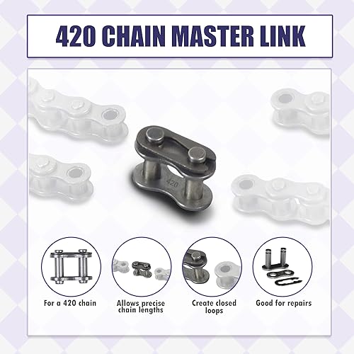 Miniatura 3 de AlveyTech 420 Chain Master Link - Parte para moto de cross, mini/box/bolsillo/bicicleta de sendero, Go Kart/Cart/ATV/Quad/4 ruedas, scooter,