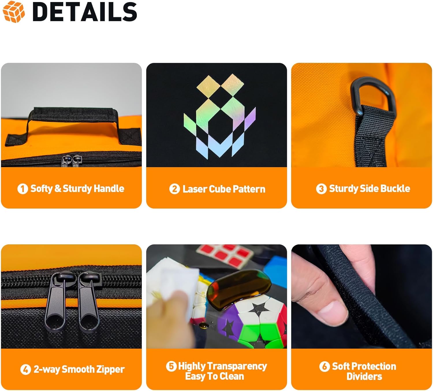 Transparent Speed Cube Storage Case - Visible Rubix Cube Soft Carrying Case for 12+pcs Different Types Cube, Compatible with Cube Tripod, Competition Cubing Timer, Lube & Tools for Home Travel