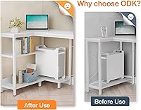Vista 7 de ODK 48 Inch Small L Shaped Computer Desk with Power Outlets, Corner Desk with PC Stand & Reversible Storage Shelves for Small Space Home Office