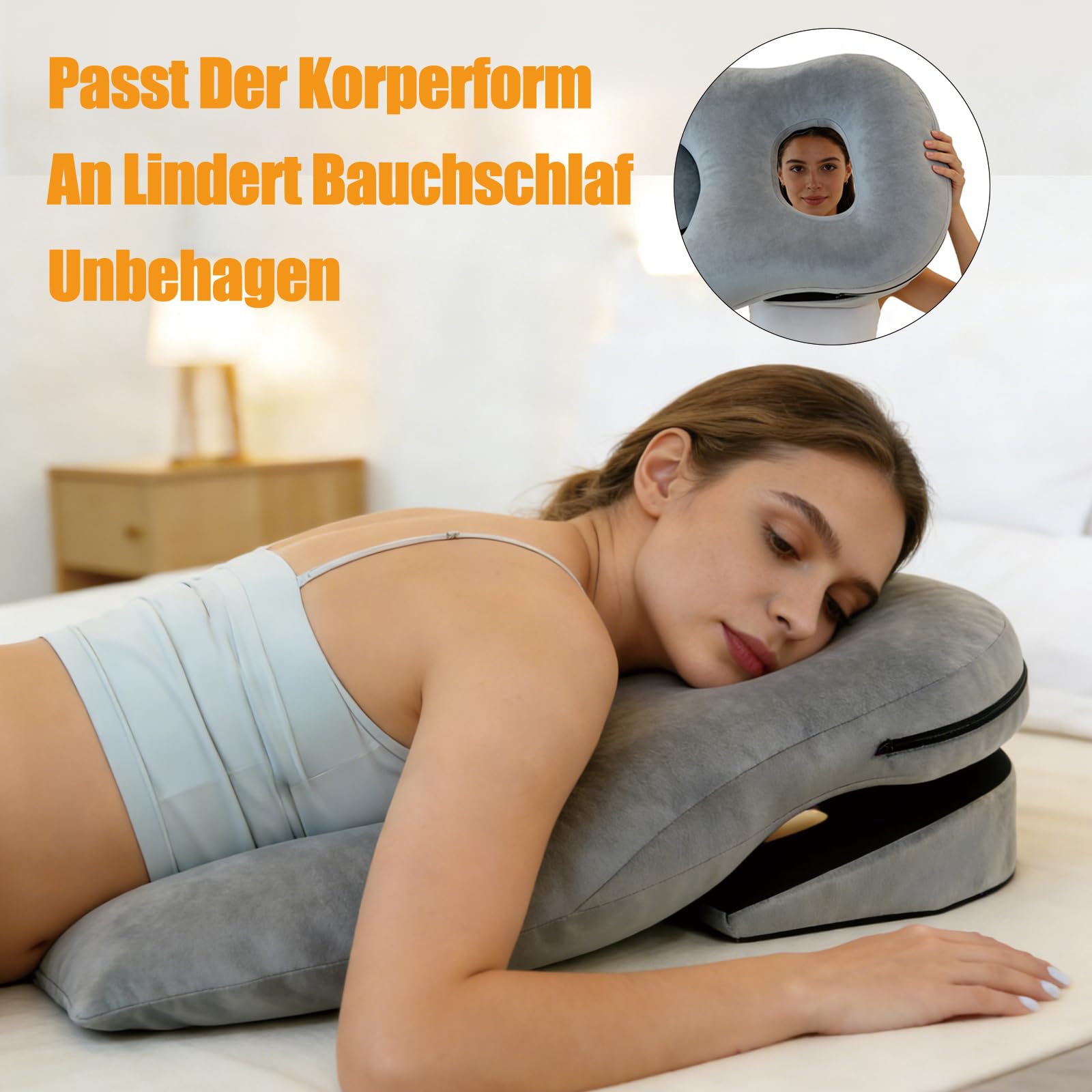Almohada facial para dormir, almohada boca abajo para dormir para el apoyo después de intervenciones, cabecero de masaje ajustable en altura para la cama, equipo de recuperación de vitrectomía