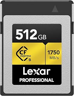 Lexar Professional GOLD Series 512GB CFexpress Card, Type B CF Card, Up to 1750MB/s Read, Adopt PCIe 3.0 and NVMe, Memory Card for Professional Photographer, Videographer (LCXEXPR512G-RNENG)