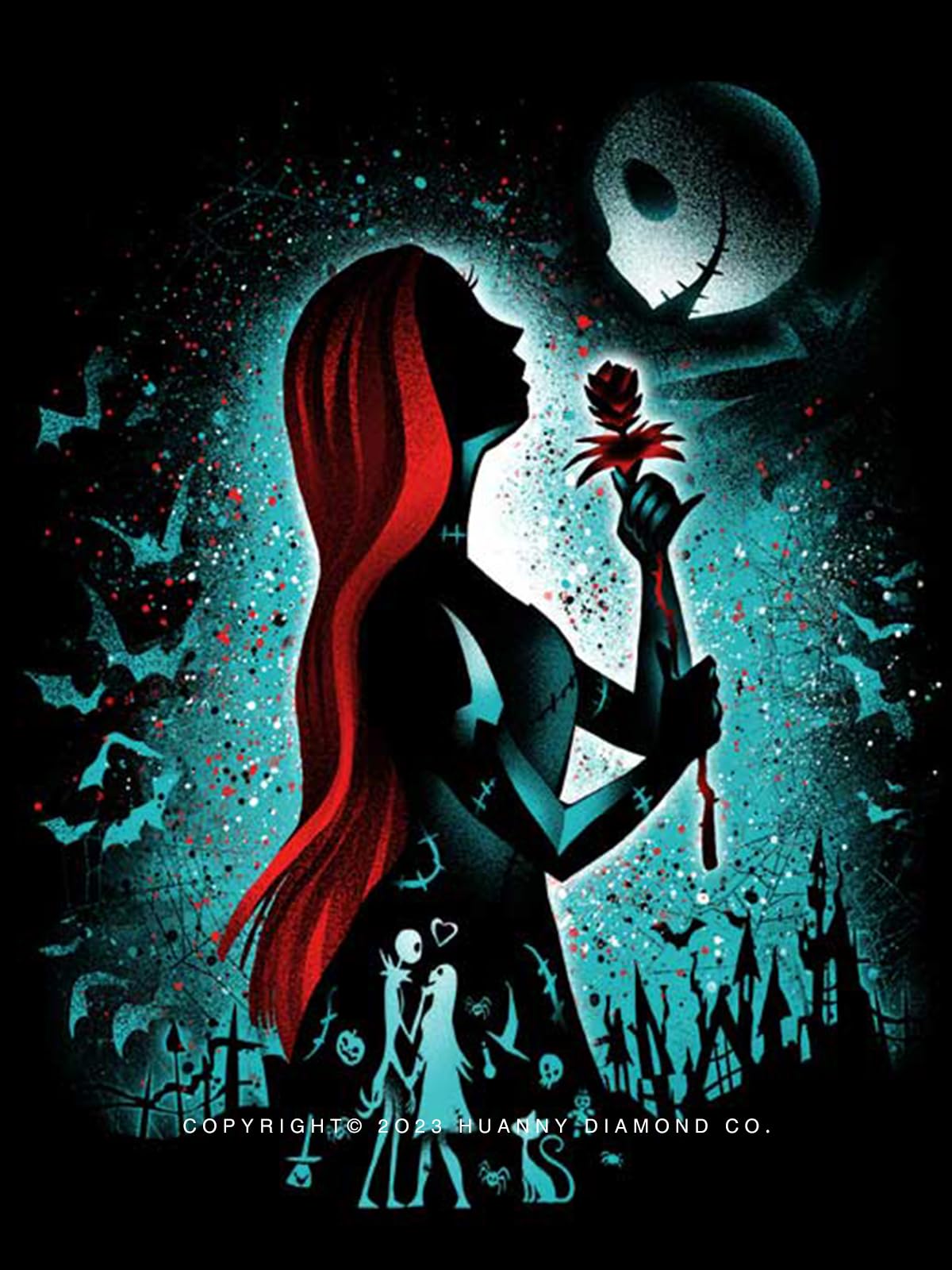 HUANNY Diamond Painting Jack and Sally Diamond Art Full Drill Cnavas Art Craft Kit Well Décor