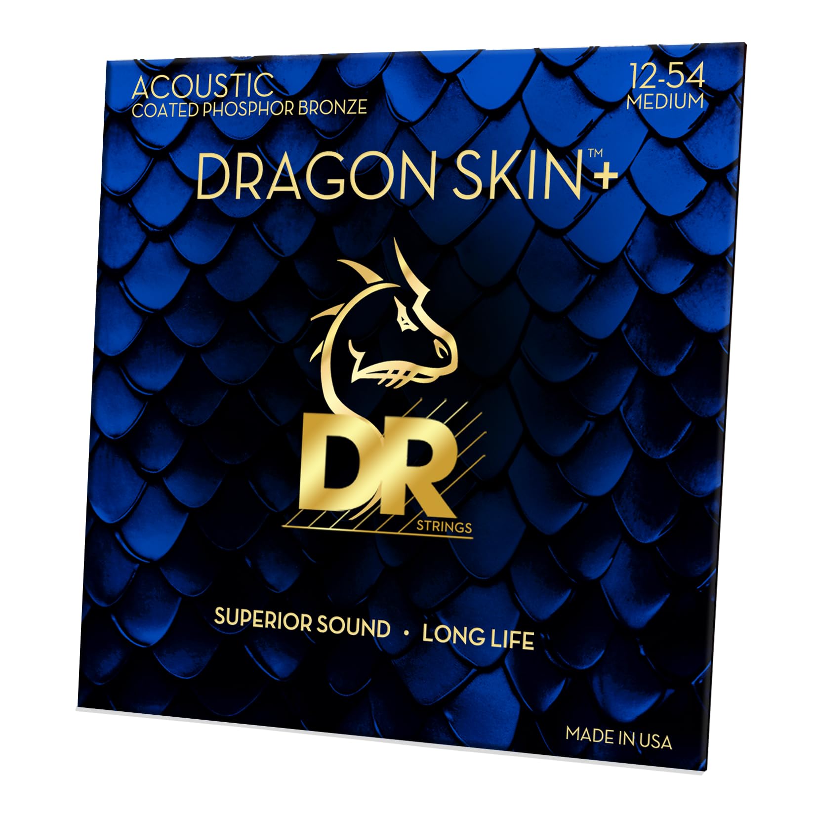 DR DAP-12, DRAGON SKIN+™ Coated phosphor bronze acoustic guitar strings, Superior sound with pleasant feel & long lifespan
