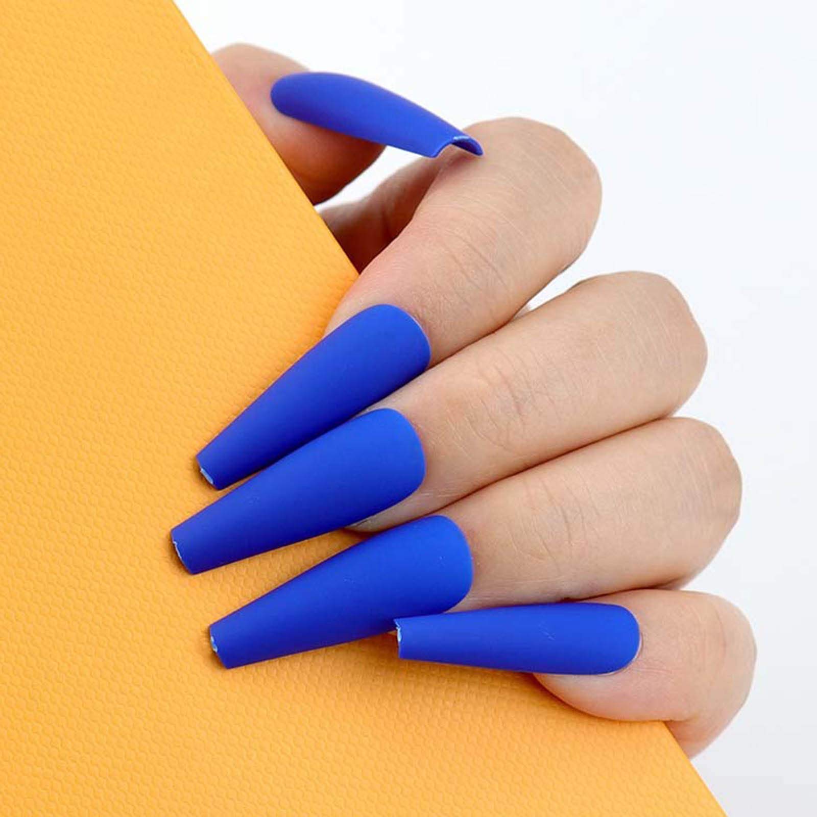 Ballerina Press on Nails Blauer Sarg Kunstnägel Feuer Kunstnägel Mode Künstliche Acryl Full Cover Kunstnägel für Frauen und Mädchen (24 Stück)