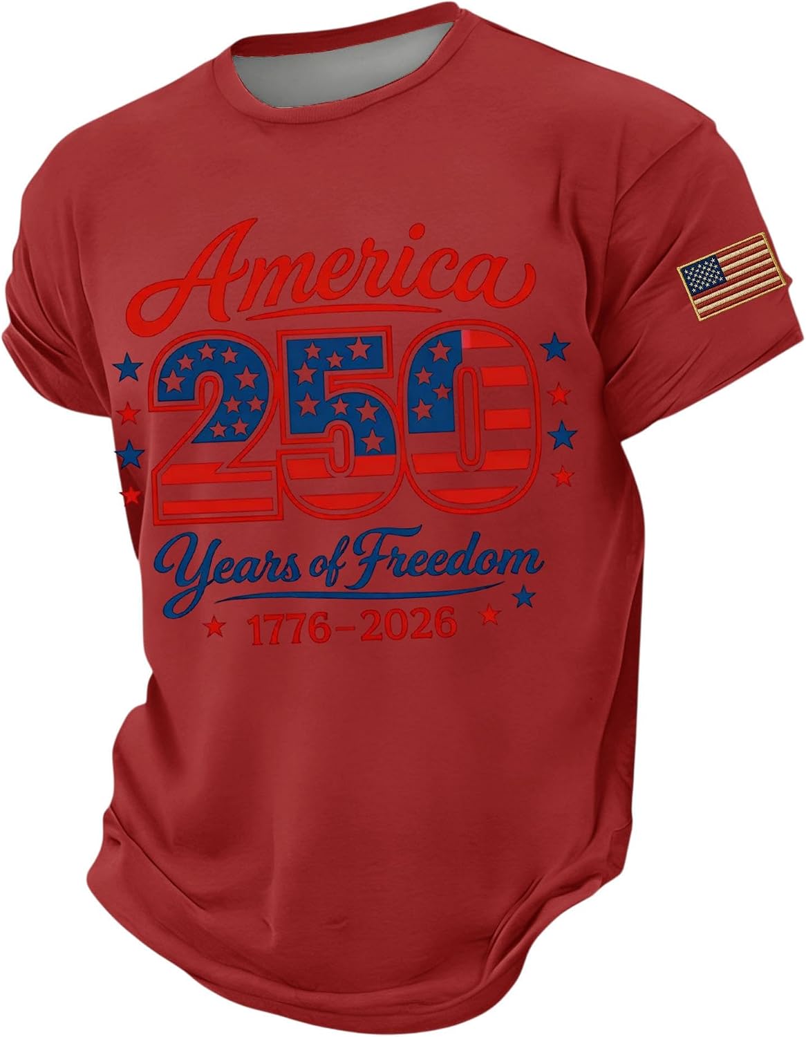 Men's 4Th of July Shirt 2026 American Flag 250Th Anniversary T-Shirt USA Patriotic Independence Day, S-4XL