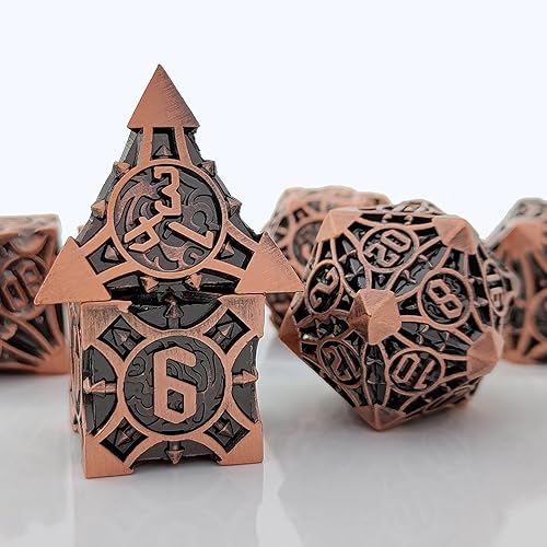 Miniatura 6 de DND - Juego de dados de mazmorras y dragones con caja de regalo y bolsa de dados, dados poliédricos de metal, juego de dados grandes para RPG, MTG,