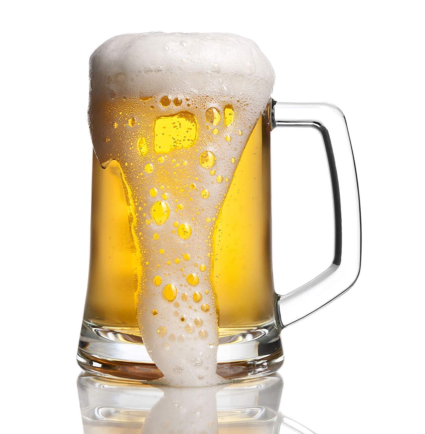 Elda Beer Glass Set Classic Design - Glass Beer Mug Heavy Base, 400 ml (Pack of 4)