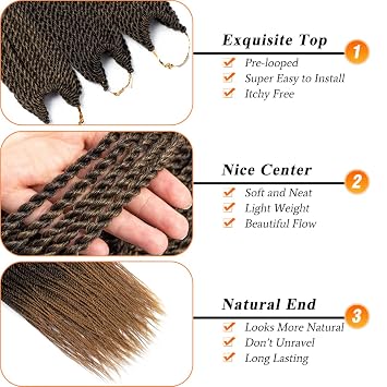NAYOO Long Crochet Hair Senegalese Twist, 34 Inch 8 Packs Small Crochet Hair for Black Women, 35 Strands/Pack Crochet Braids Hair, Crochet Twist Hair Hot Water Setting (34 Inch, 1B/27)