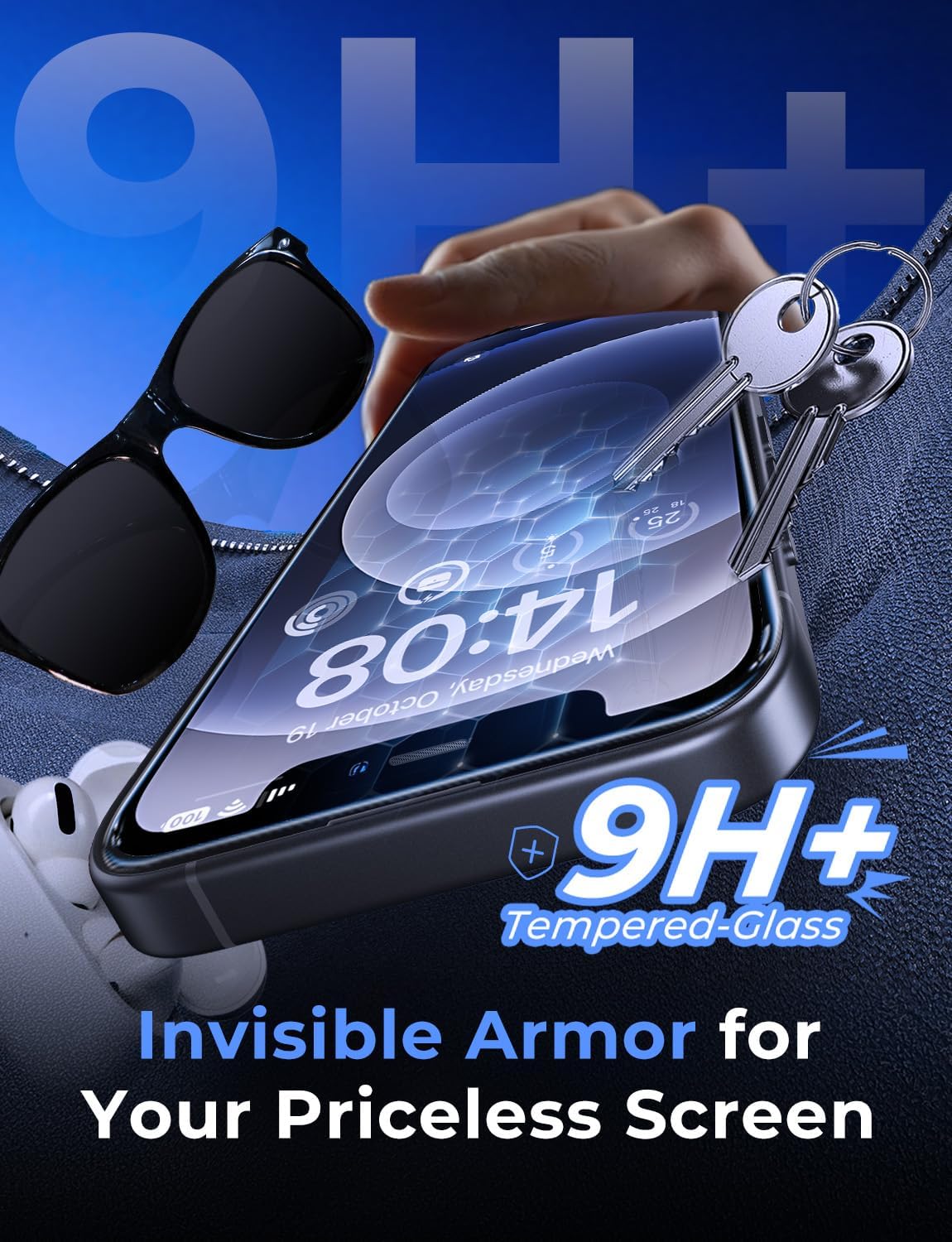 MAGIC JOHN 4 Pack for iPhone 12/iPhone 12 Pro 6.1 inch Tempered Glass Screen Protector, Auto Dust-Elimination Installation, Bubble Free, HD Clear, Easy Installation