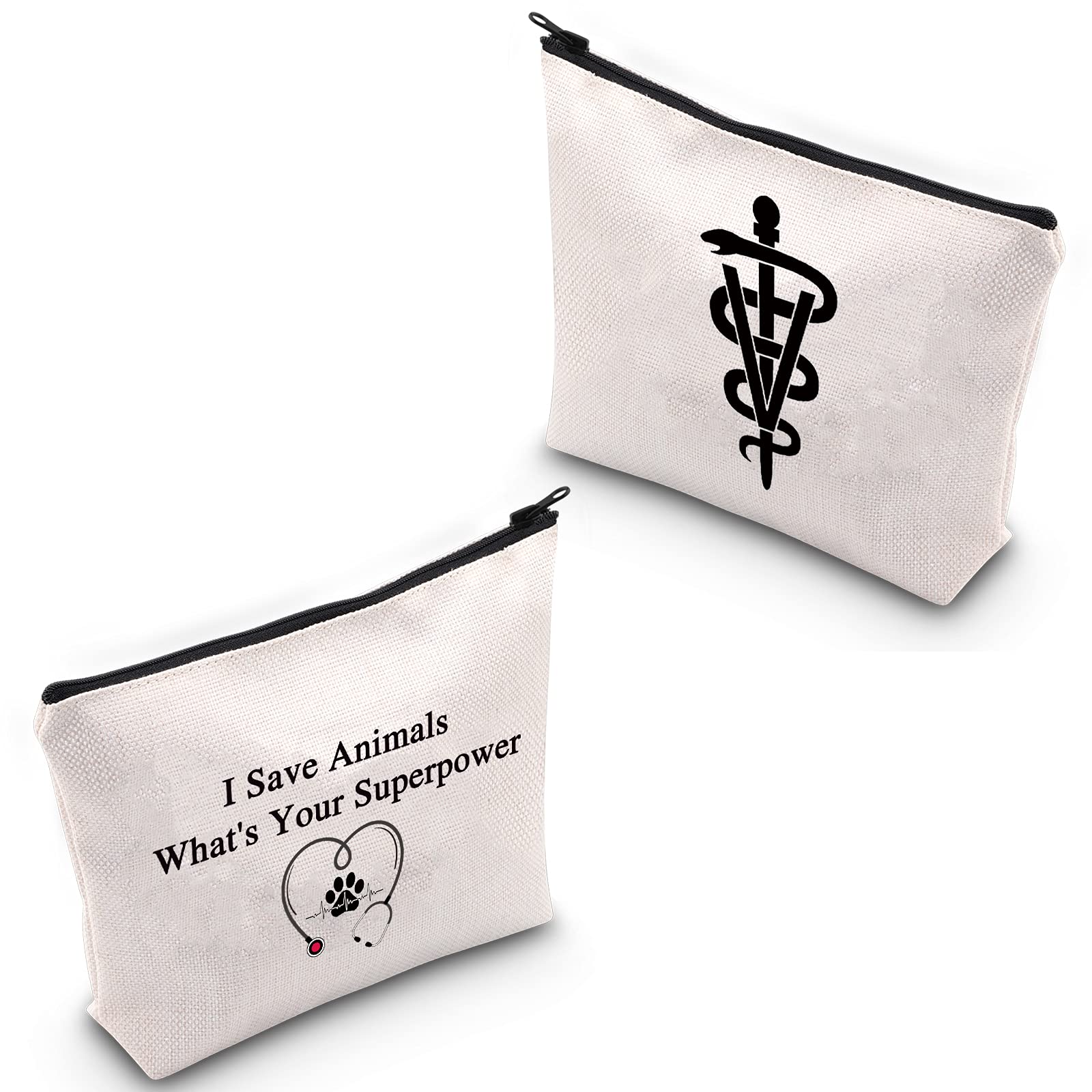 JNIAPVet Tech Gift Veterinarian Cosmetic Bag I Save Animals What's Your Superpower Makeup Pouch Veterinary Technician Gift, I Save Animals Bag