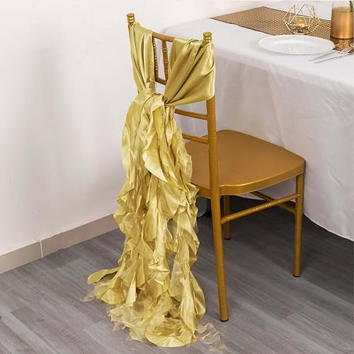 Miniatura 2 de Efavormart - Paquete de 5 bandas de satén de gasa de sauce rizado champán